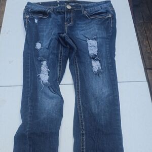 Rue21 Distressed Dark Blue Skinny Jeans